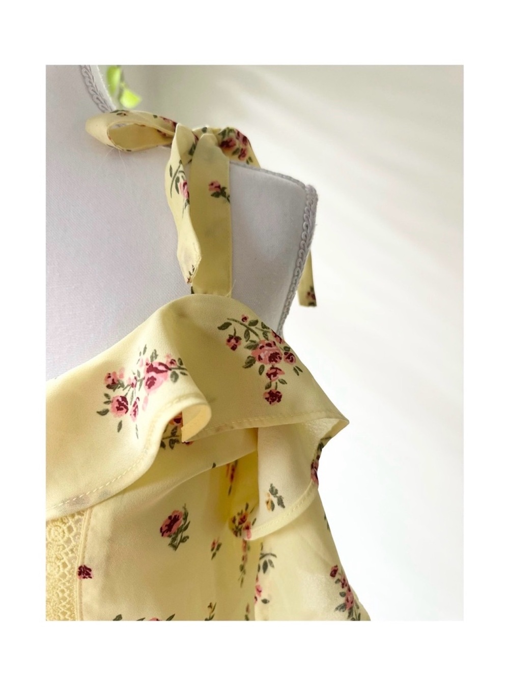 H&M Pale Yellow Floral Tie-Strap Camisole
